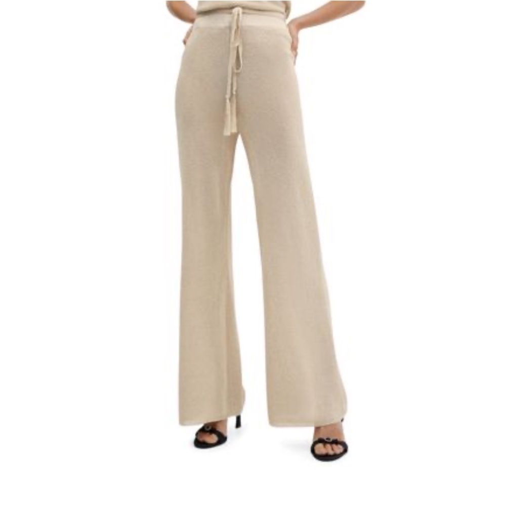 Mango NWT Gold Metallic Flare Sweater Pants